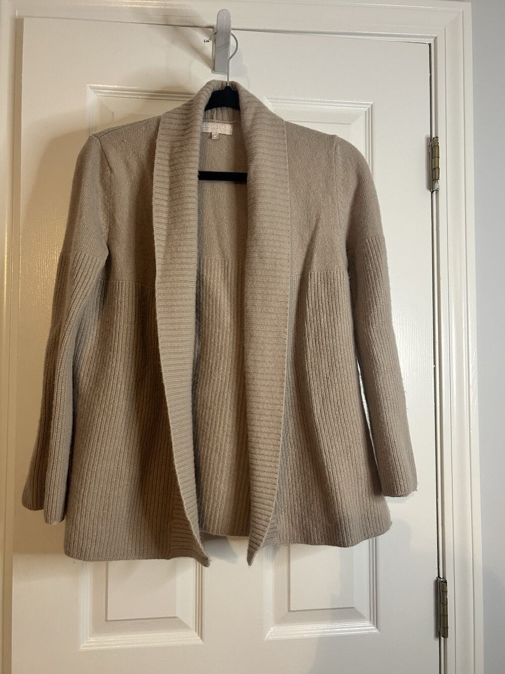 Benedetta B Merino Cashmere Open Front Cardigan Medium Taupe